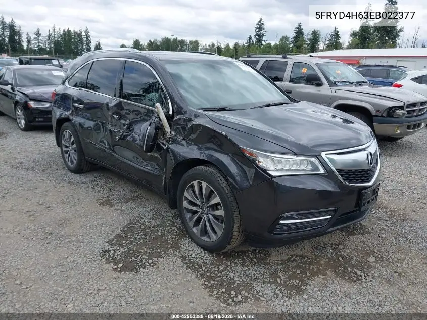 2014 Acura Mdx Technology Pkg W/Entertainment Pkg VIN: 5FRYD4H63EB022377 Lot: 42553389
