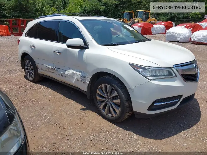 2014 Acura Mdx Technology Package VIN: 5FRYD3H49EB003180 Lot: 42559845