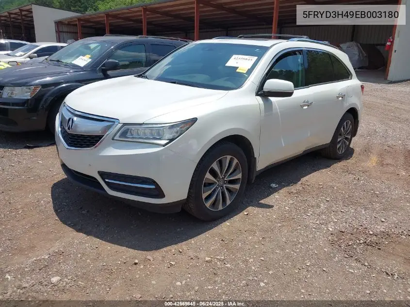 2014 Acura Mdx Technology Package VIN: 5FRYD3H49EB003180 Lot: 42559845