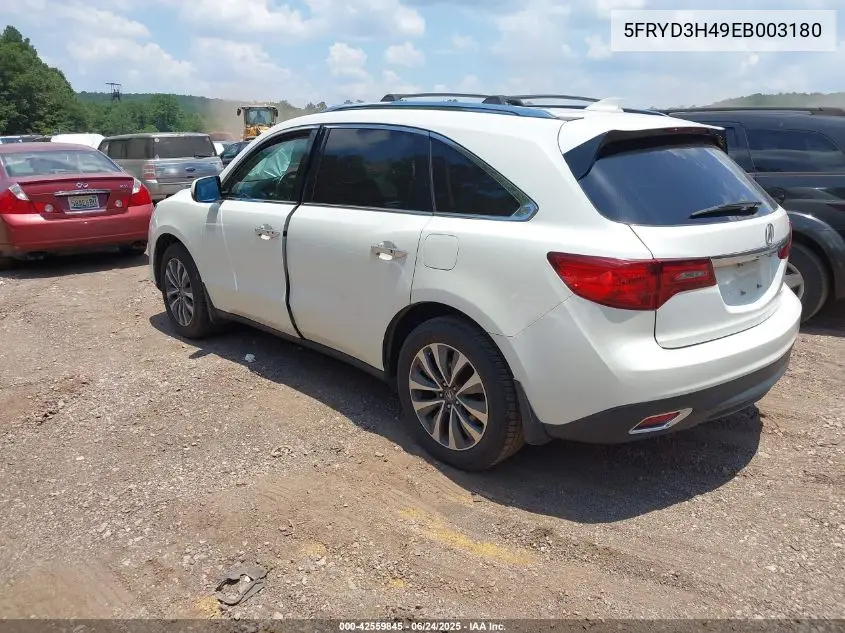 2014 Acura Mdx Technology Package VIN: 5FRYD3H49EB003180 Lot: 42559845