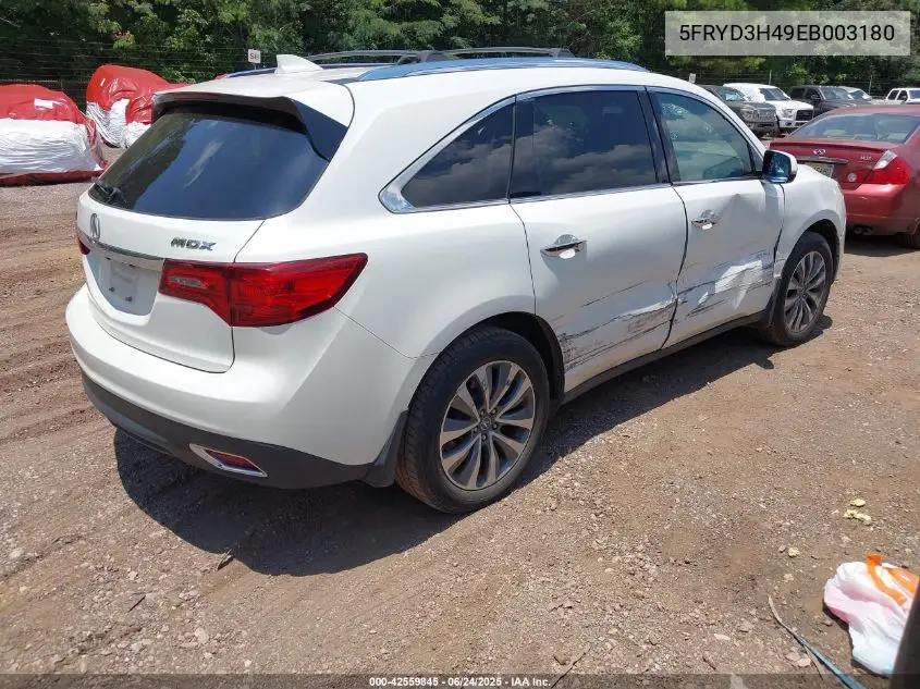 2014 Acura Mdx Technology Package VIN: 5FRYD3H49EB003180 Lot: 42559845