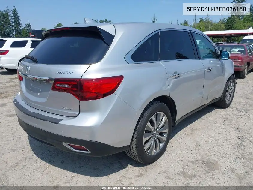 2014 Acura Mdx Technology Package VIN: 5FRYD4H48EB036158 Lot: 42569145