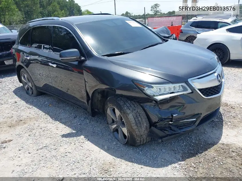 2014 Acura Mdx VIN: 5FRYD3H29EB013576 Lot: 42573420