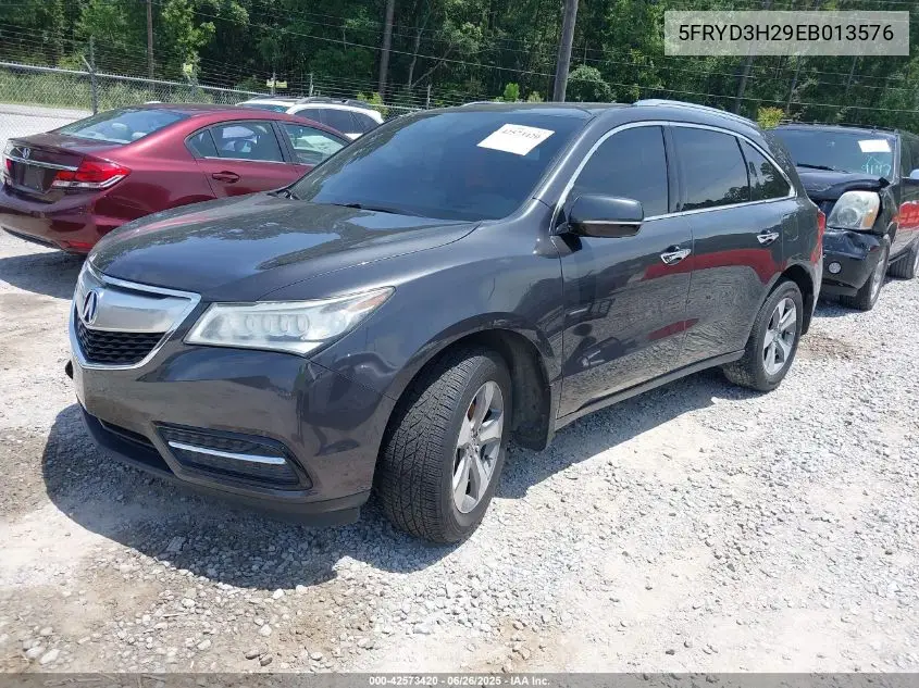 2014 Acura Mdx VIN: 5FRYD3H29EB013576 Lot: 42573420