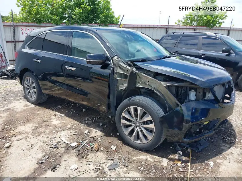 2014 Acura Mdx Technology Package VIN: 5FRYD4H49EB047220 Lot: 42617946