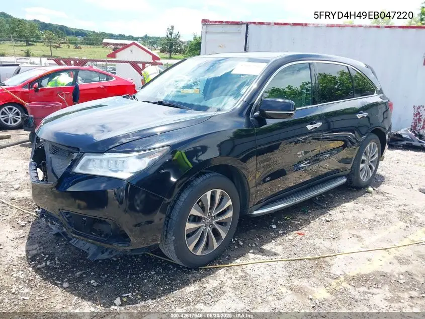 2014 Acura Mdx Technology Package VIN: 5FRYD4H49EB047220 Lot: 42617946