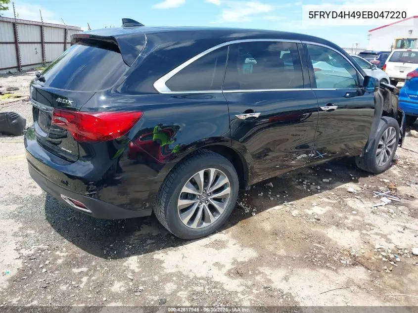 2014 Acura Mdx Technology Package VIN: 5FRYD4H49EB047220 Lot: 42617946