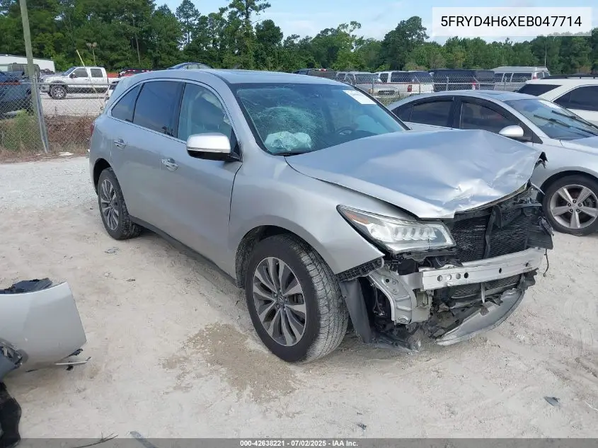 2014 Acura Mdx Technology Pkg W/Entertainment Pkg VIN: 5FRYD4H6XEB047714 Lot: 42638221