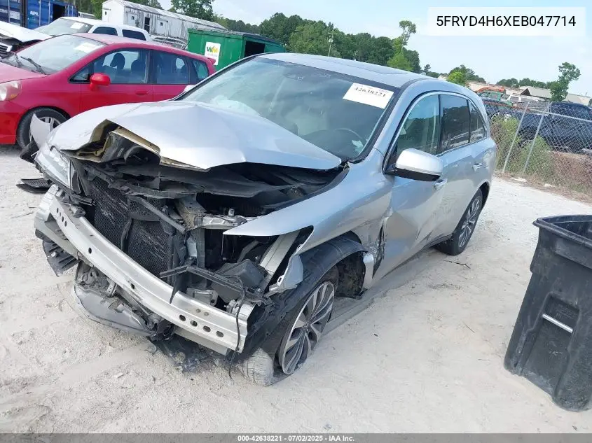 2014 Acura Mdx Technology Pkg W/Entertainment Pkg VIN: 5FRYD4H6XEB047714 Lot: 42638221