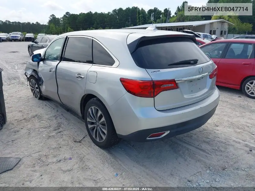 2014 Acura Mdx Technology Pkg W/Entertainment Pkg VIN: 5FRYD4H6XEB047714 Lot: 42638221