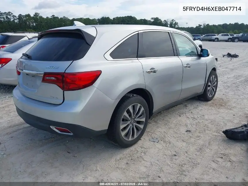 2014 Acura Mdx Technology Pkg W/Entertainment Pkg VIN: 5FRYD4H6XEB047714 Lot: 42638221