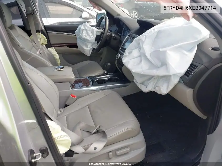 2014 Acura Mdx Technology Pkg W/Entertainment Pkg VIN: 5FRYD4H6XEB047714 Lot: 42638221