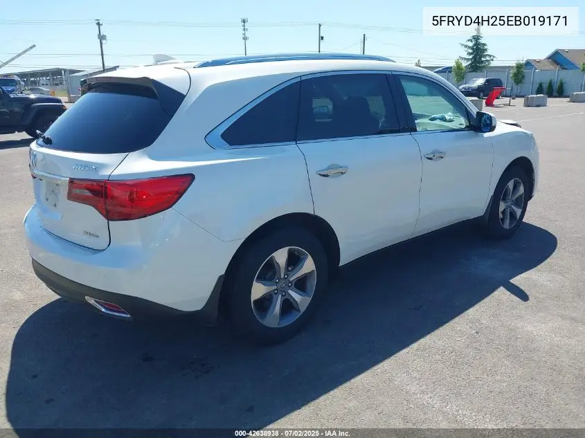 2014 Acura Mdx VIN: 5FRYD4H25EB019171 Lot: 42638938