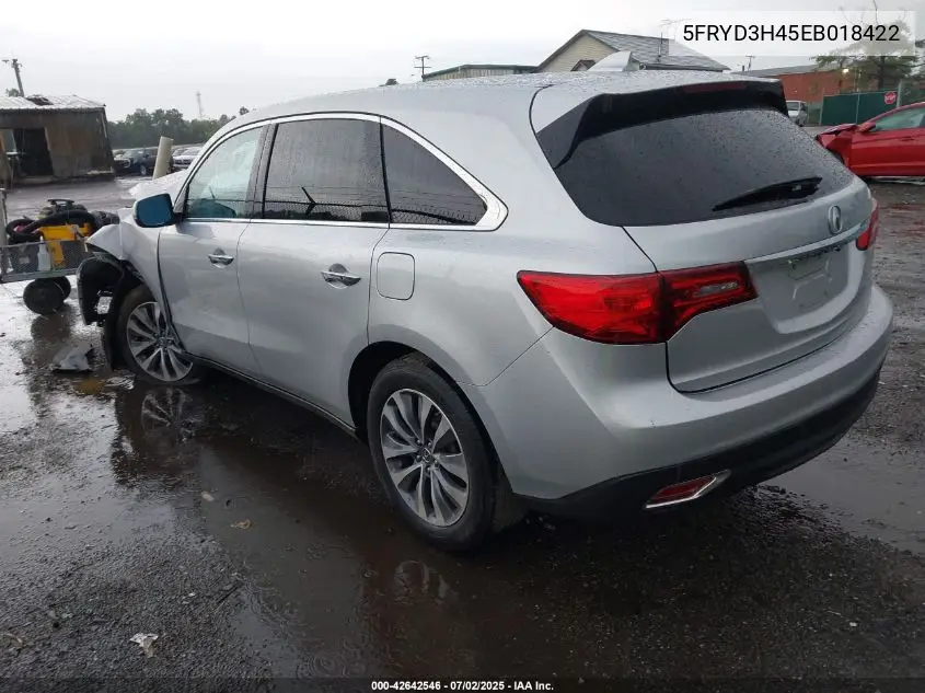 2014 Acura Mdx Technology VIN: 5FRYD3H45EB018422 Lot: 42642546