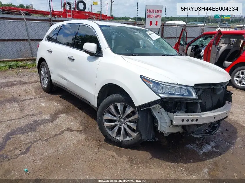 2014 Acura Mdx Technology Package VIN: 5FRYD3H44EB004334 Lot: 42688693