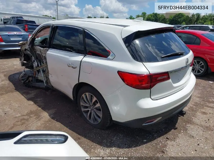 2014 Acura Mdx Technology Package VIN: 5FRYD3H44EB004334 Lot: 42688693