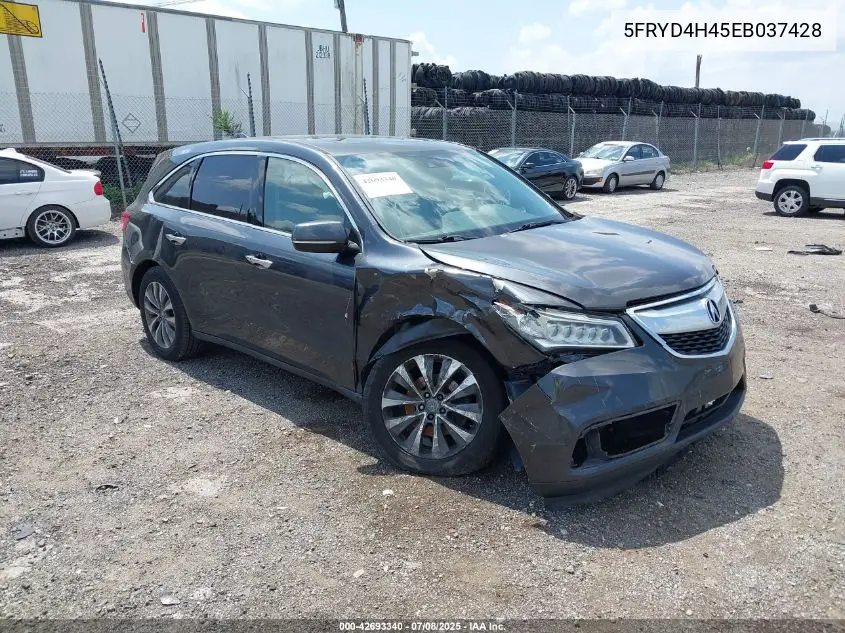 2014 Acura Mdx Technology Package VIN: 5FRYD4H45EB037428 Lot: 42693340