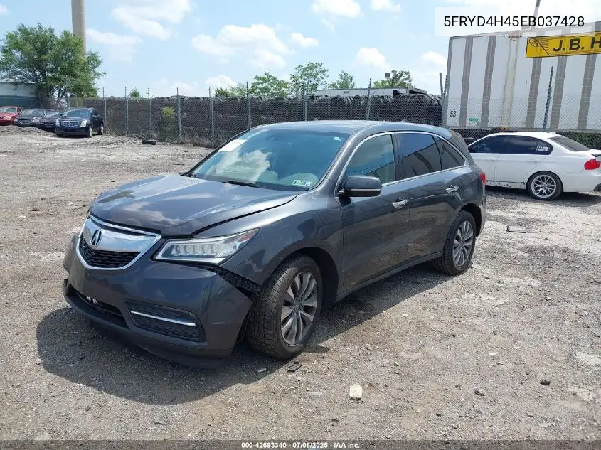 2014 Acura Mdx Technology Package VIN: 5FRYD4H45EB037428 Lot: 42693340