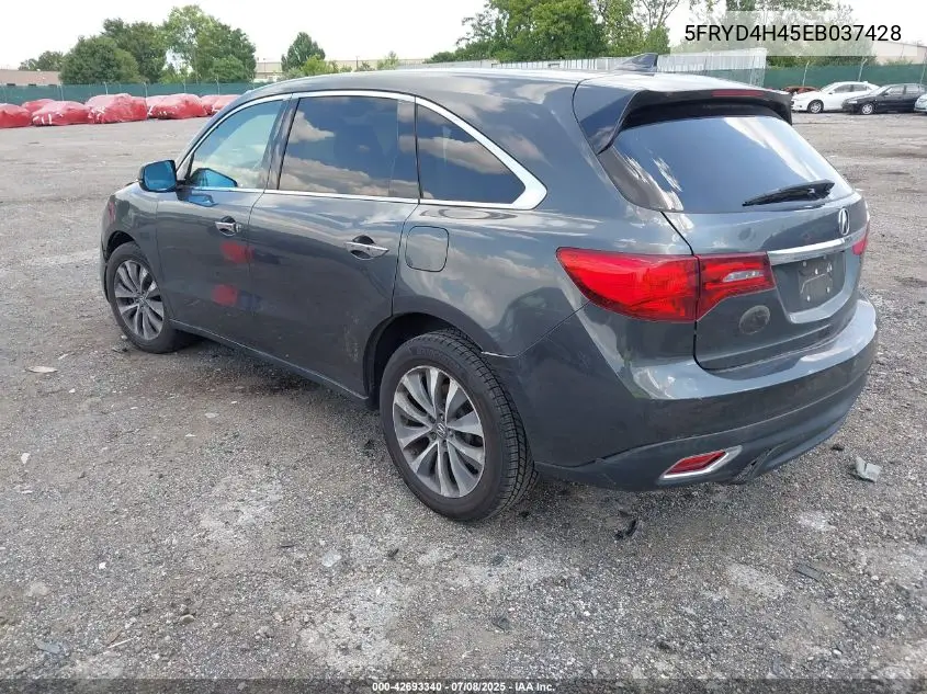 2014 Acura Mdx Technology Package VIN: 5FRYD4H45EB037428 Lot: 42693340