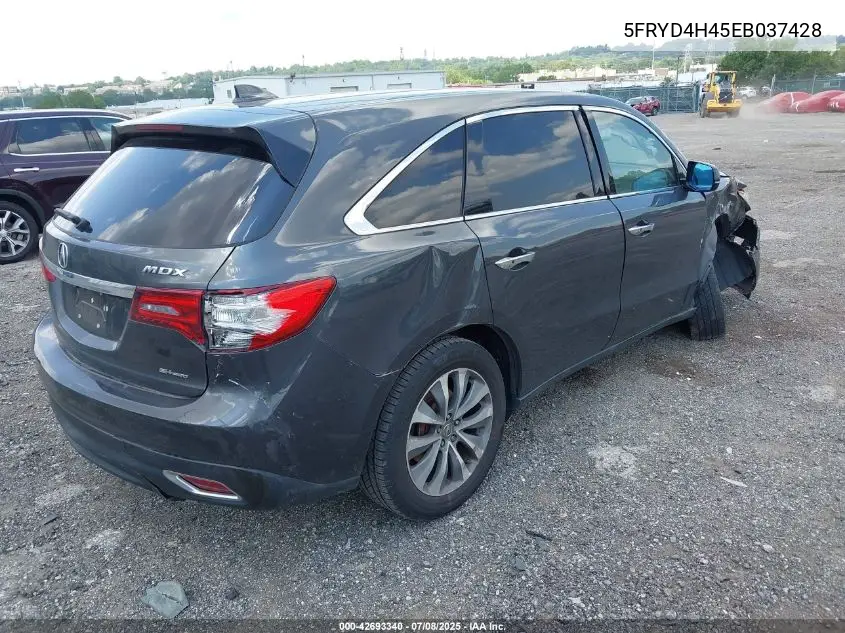 2014 Acura Mdx Technology Package VIN: 5FRYD4H45EB037428 Lot: 42693340