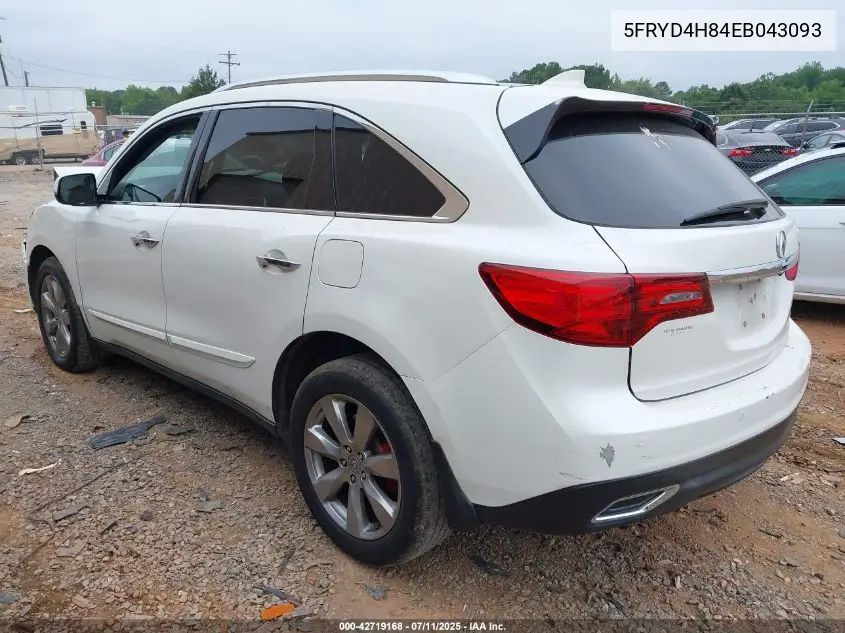 2014 Acura Mdx Advance Pkg W/Entertainment Pkg VIN: 5FRYD4H84EB043093 Lot: 42719168