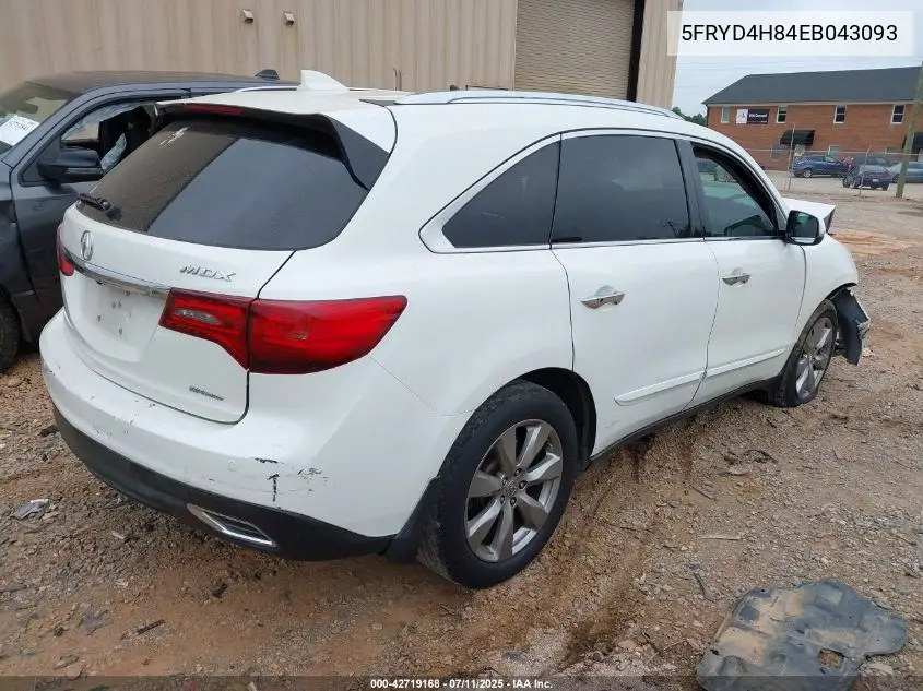 2014 Acura Mdx Advance Pkg W/Entertainment Pkg VIN: 5FRYD4H84EB043093 Lot: 42719168