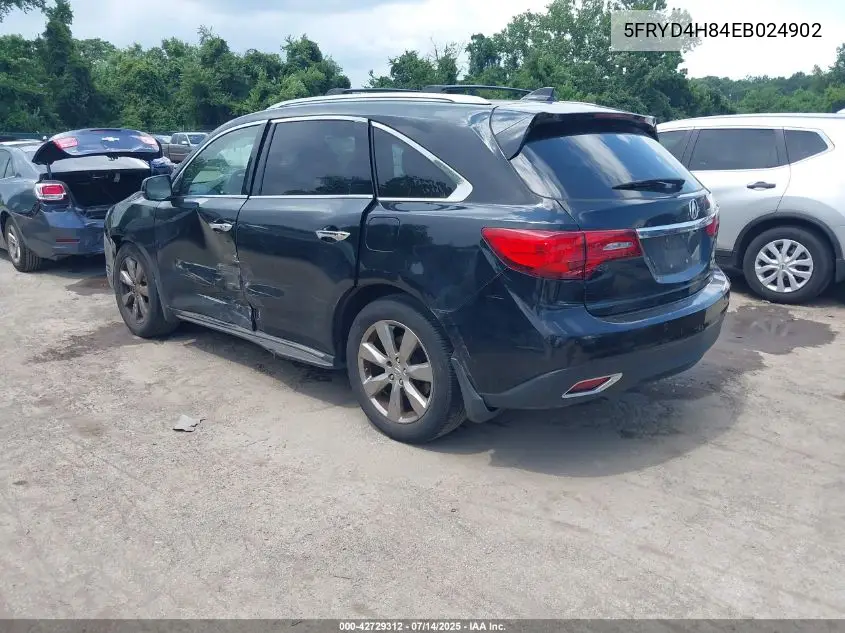 2014 Acura Mdx Advance Pkg W/Entertainment Pkg VIN: 5FRYD4H84EB024902 Lot: 42729312