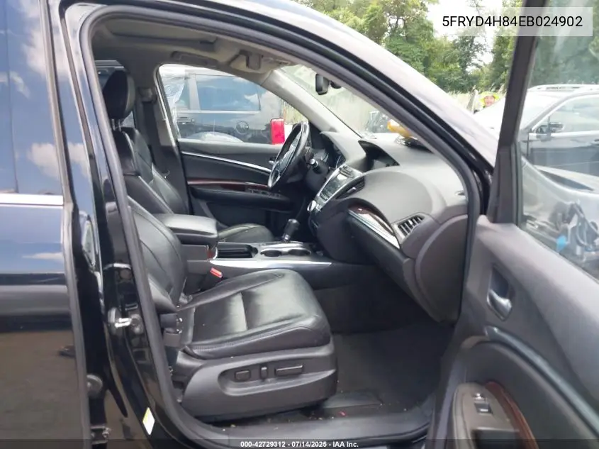 2014 Acura Mdx Advance Pkg W/Entertainment Pkg VIN: 5FRYD4H84EB024902 Lot: 42729312