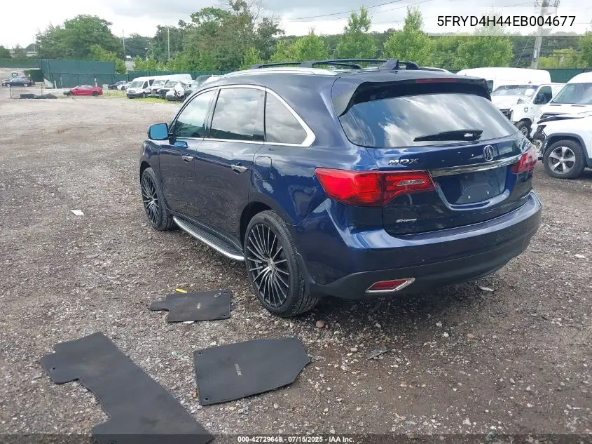 2014 Acura Mdx Technology Package VIN: 5FRYD4H44EB004677 Lot: 42729648