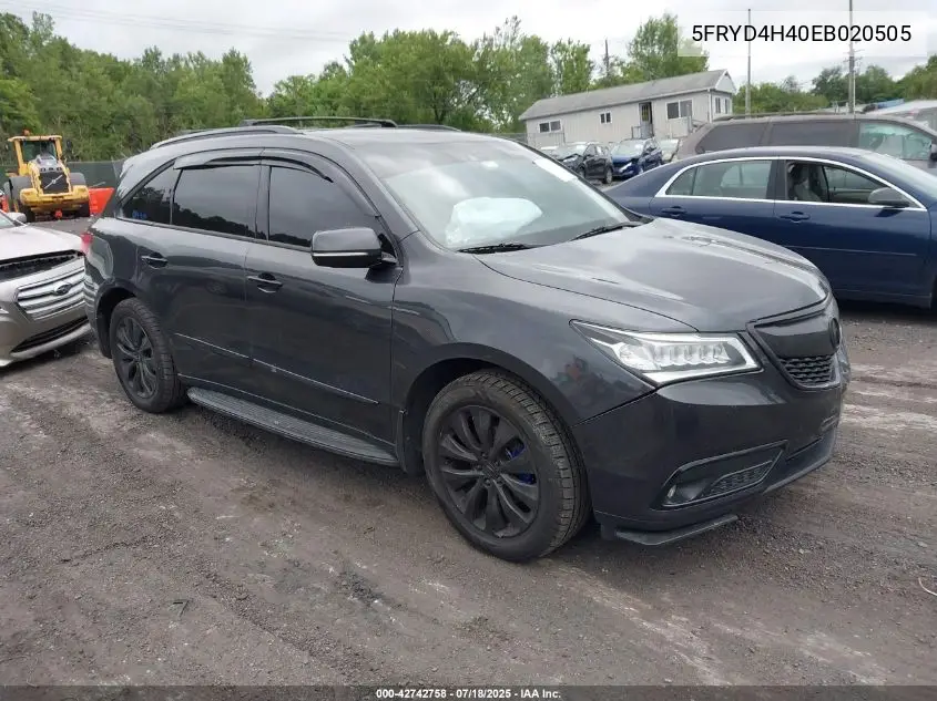 2014 Acura Mdx Technology Package VIN: 5FRYD4H40EB020505 Lot: 42742758