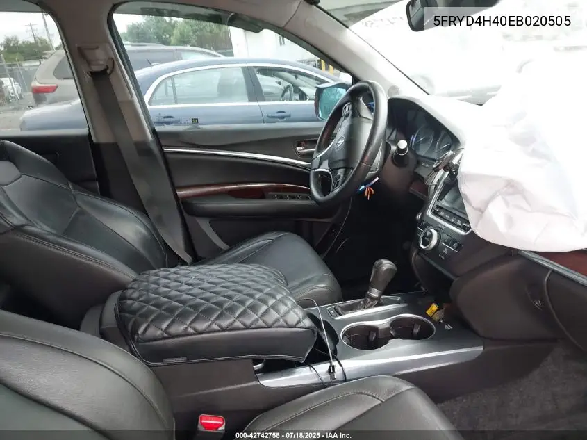 2014 Acura Mdx Technology Package VIN: 5FRYD4H40EB020505 Lot: 42742758