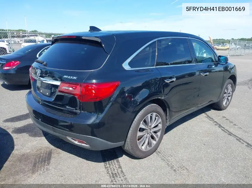 2014 Acura Mdx Technology Package VIN: 5FRYD4H41EB001669 Lot: 42768333