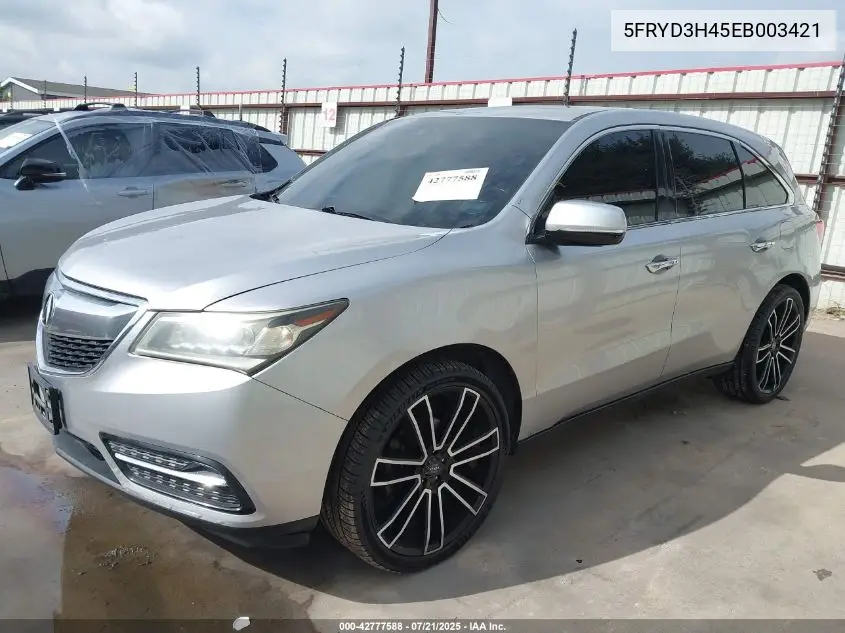 2014 Acura Mdx Technology VIN: 5FRYD3H45EB003421 Lot: 42777588
