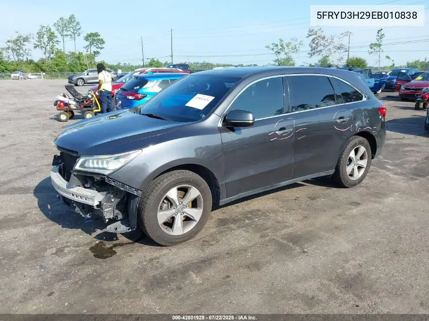 2014 Acura Mdx VIN: 5FRYD3H29EB010838 Lot: 42801929