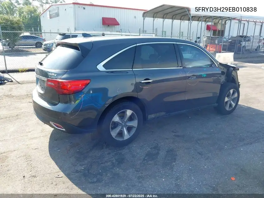 2014 Acura Mdx VIN: 5FRYD3H29EB010838 Lot: 42801929