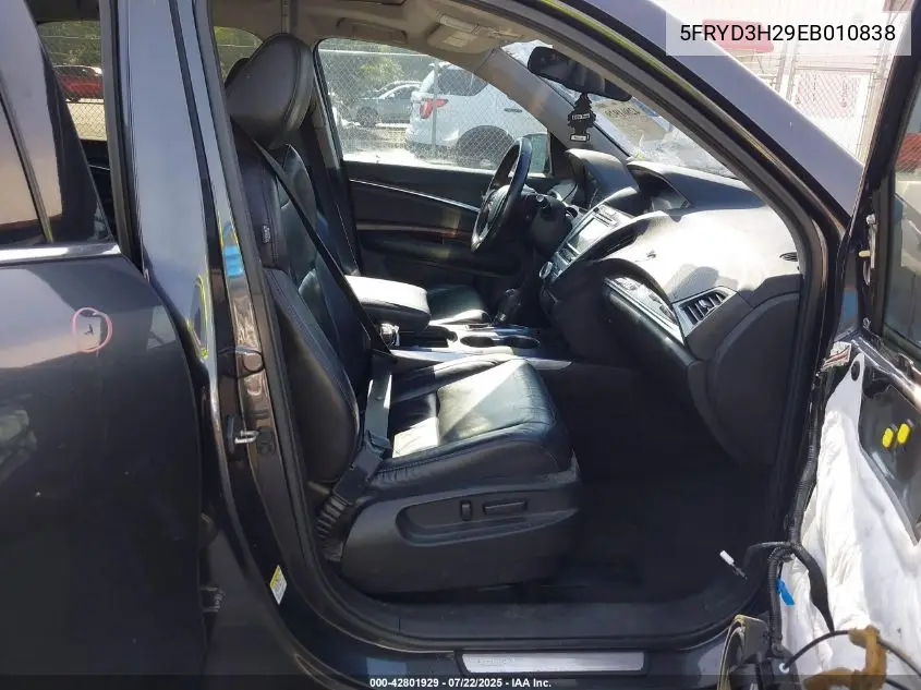 2014 Acura Mdx VIN: 5FRYD3H29EB010838 Lot: 42801929