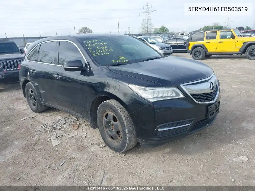 2015 Acura Mdx Technology VIN: 5FRYD4H61FB503519 Lot: 12313416