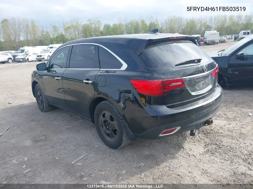 2015 Acura Mdx Technology VIN: 5FRYD4H61FB503519 Lot: 12313416