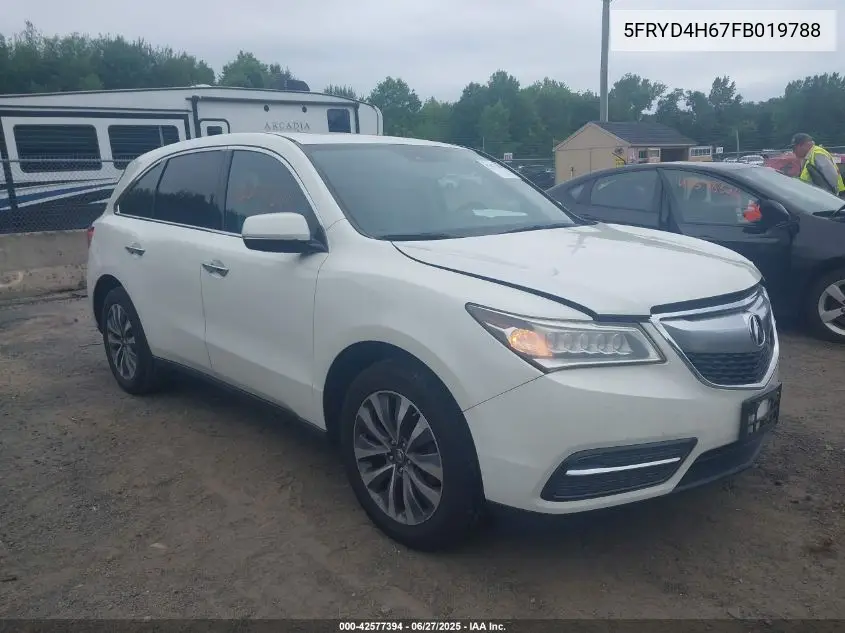 2015 Acura Mdx Technology Pkg W/Entertainment Pkg VIN: 5FRYD4H67FB019788 Lot: 42577394