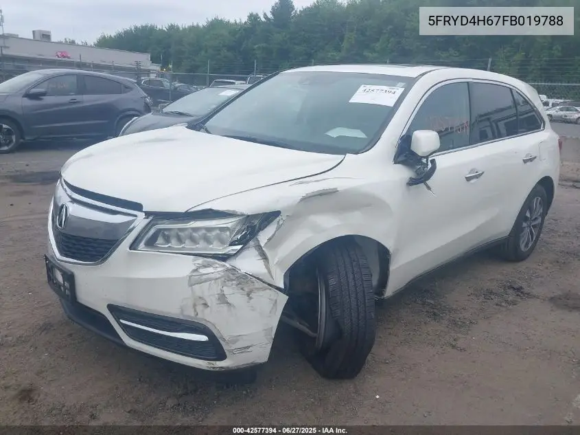 2015 Acura Mdx Technology Pkg W/Entertainment Pkg VIN: 5FRYD4H67FB019788 Lot: 42577394