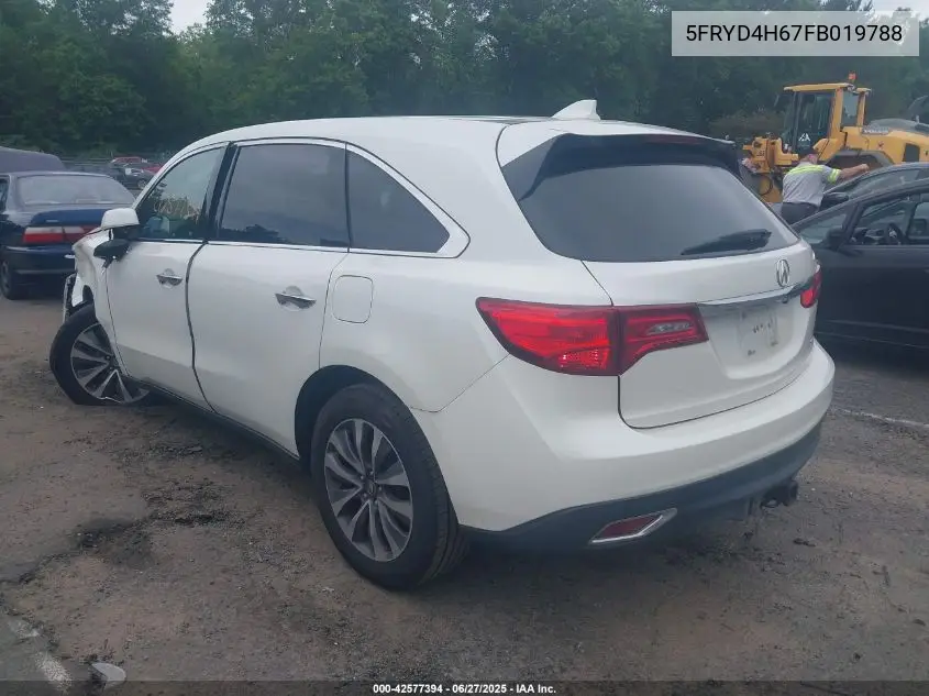 2015 Acura Mdx Technology Pkg W/Entertainment Pkg VIN: 5FRYD4H67FB019788 Lot: 42577394