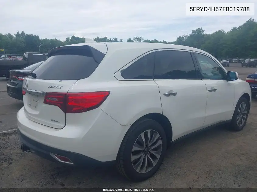 2015 Acura Mdx Technology Pkg W/Entertainment Pkg VIN: 5FRYD4H67FB019788 Lot: 42577394