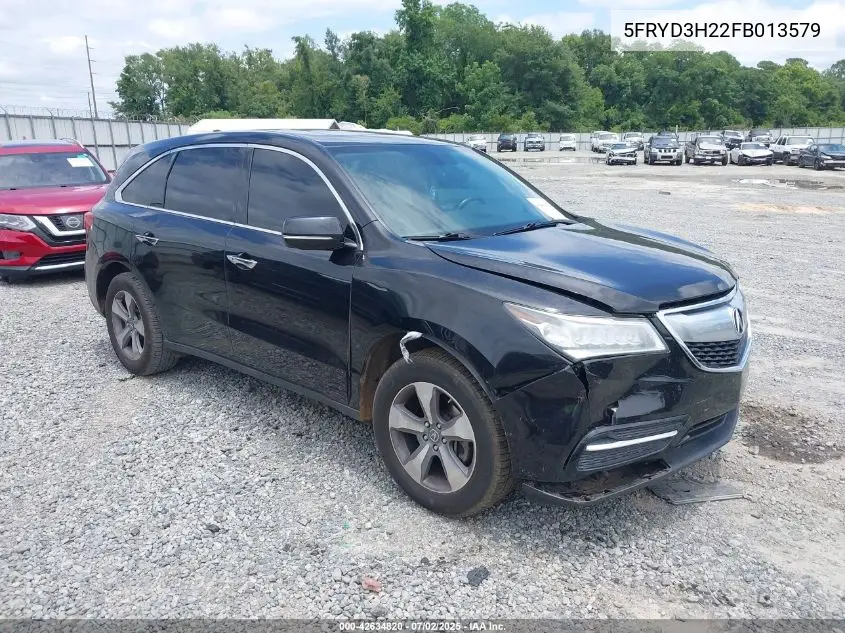 2015 Acura Mdx VIN: 5FRYD3H22FB013579 Lot: 42634820