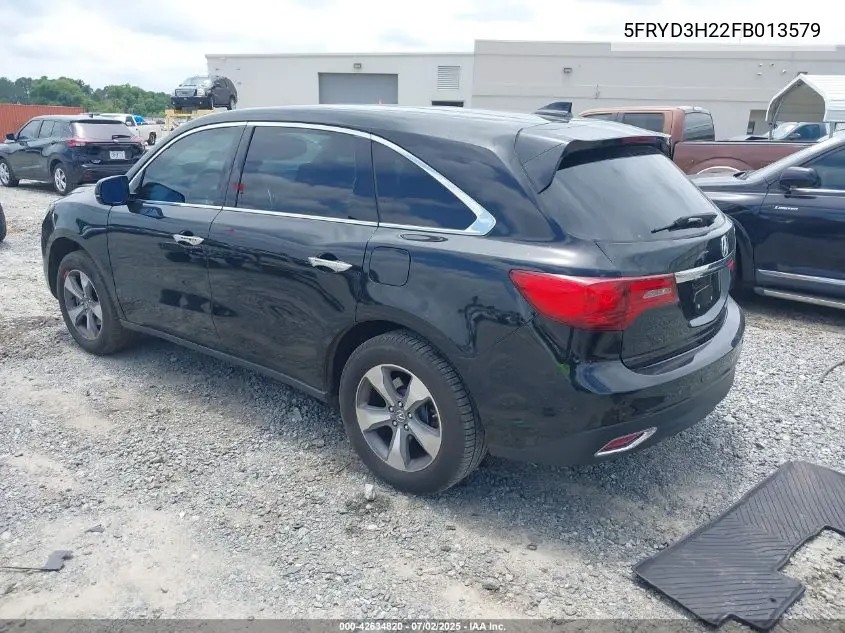 2015 Acura Mdx VIN: 5FRYD3H22FB013579 Lot: 42634820
