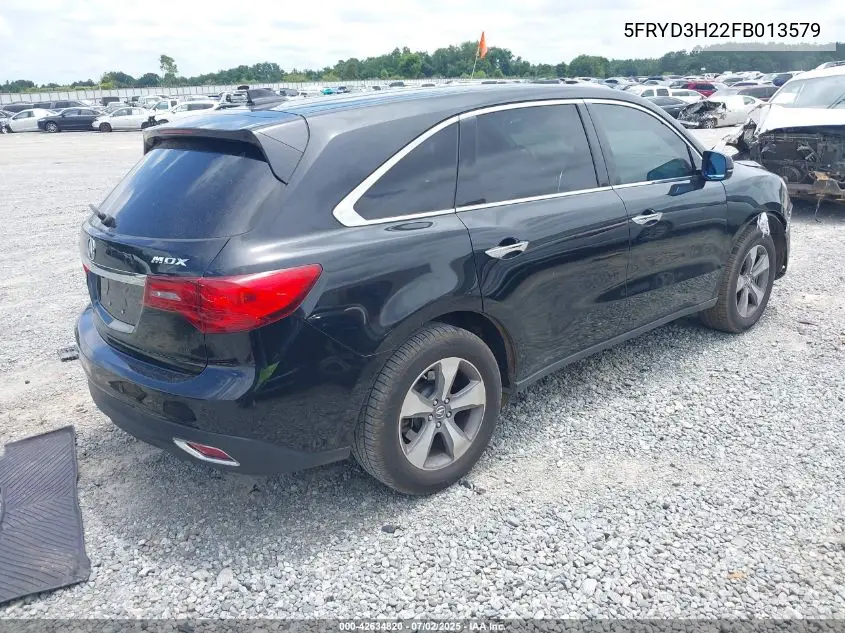 2015 Acura Mdx VIN: 5FRYD3H22FB013579 Lot: 42634820
