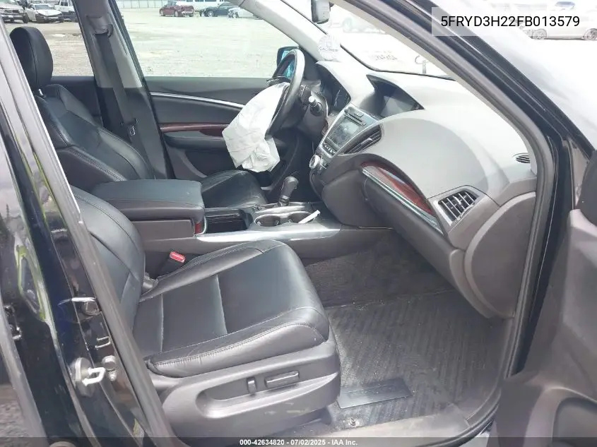 2015 Acura Mdx VIN: 5FRYD3H22FB013579 Lot: 42634820