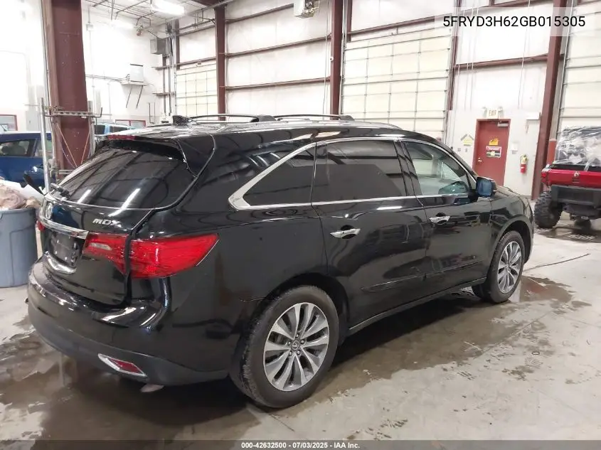 2016 Acura Mdx Technology Entertainment Packages/Technology, Entertainment Acurawatch Plus Packages VIN: 5FRYD3H62GB015305 Lot: 42632500