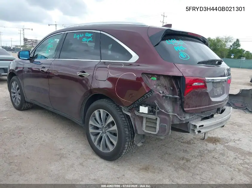 2016 Acura Mdx Technology Acurawatch Plus Packages/Technology Package VIN: 5FRYD3H44GB021301 Lot: 42637896