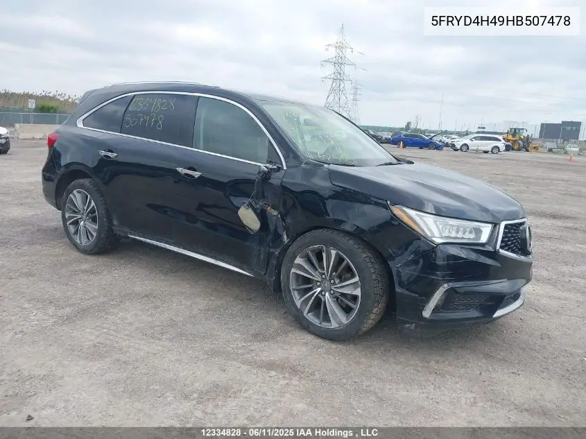 2017 Acura Mdx Navigation Package VIN: 5FRYD4H49HB507478 Lot: 12334828
