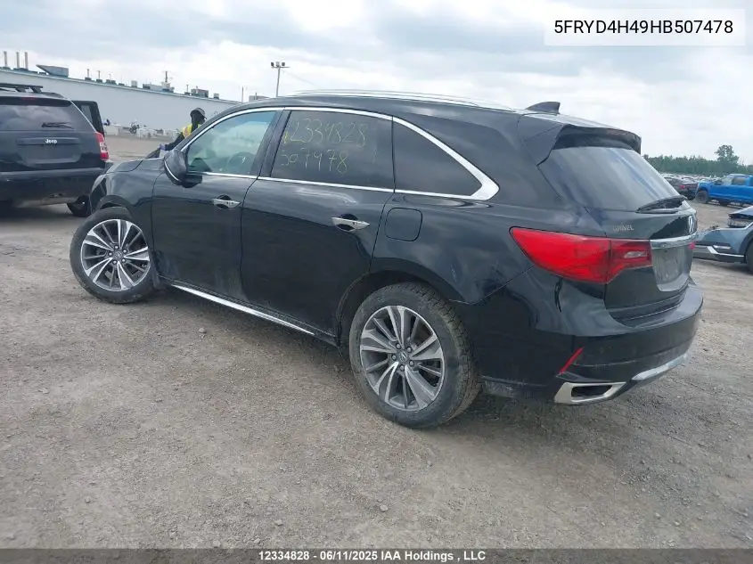 2017 Acura Mdx Navigation Package VIN: 5FRYD4H49HB507478 Lot: 12334828